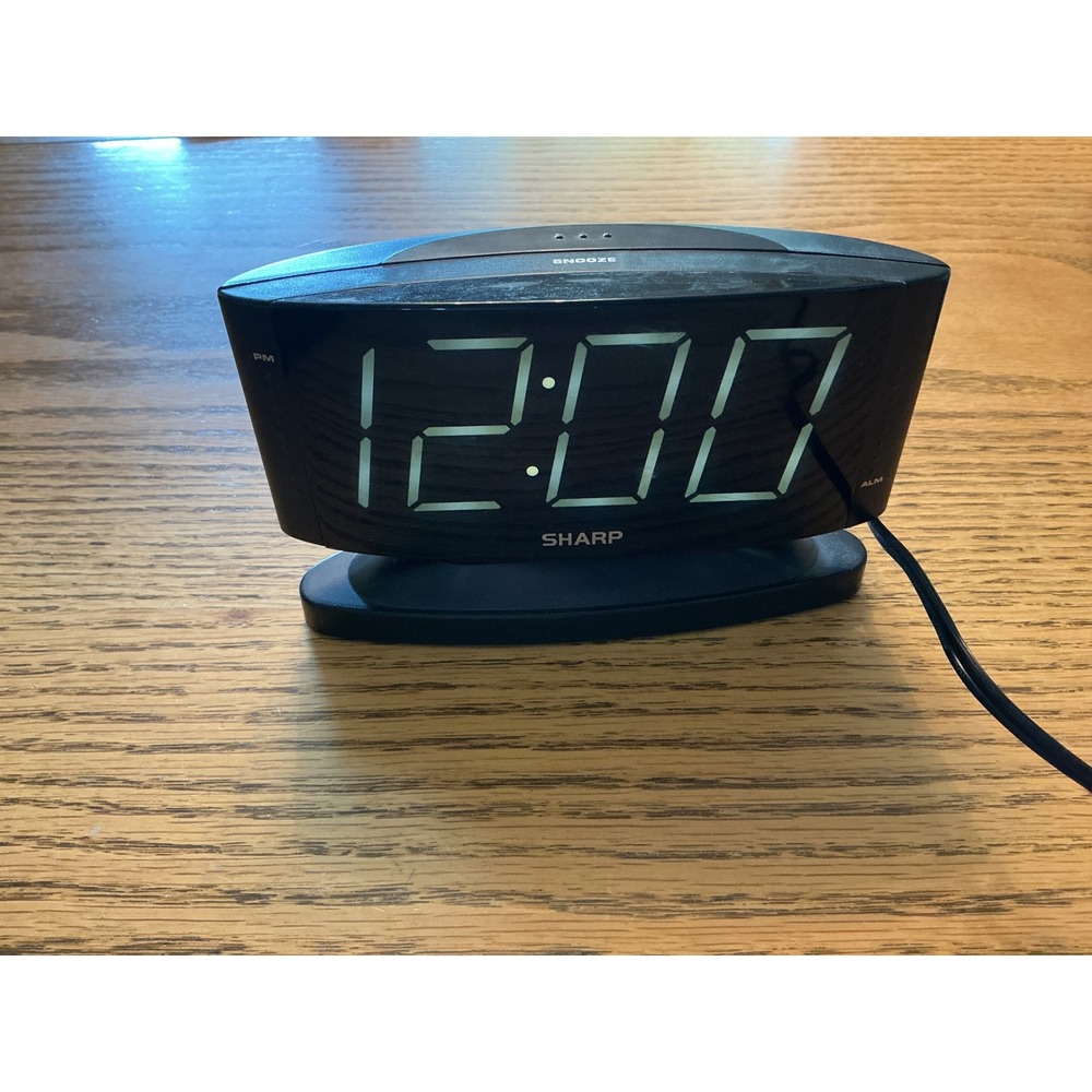 Sharp SPC033A Digital Alarm Clock Large LED Display Black Electric Snooze Dimmer